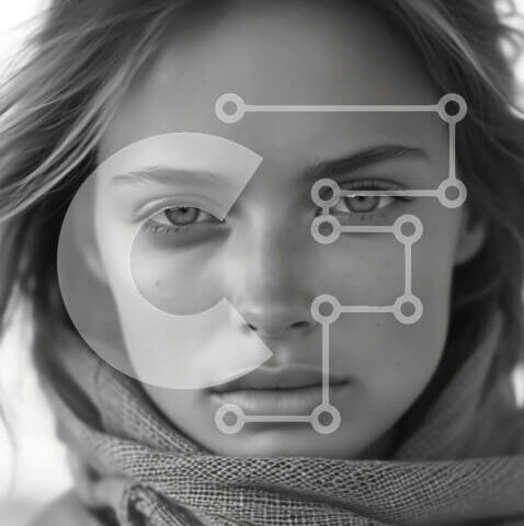 Intra Συλλεκτικό Ξύλινο Παζλ Plywood  4mm - Πορτρέτο μιας γυναίκας που φορά ένα κασκόλ και κοιτάζει την κάμερα Σε Ξύλινο Κουτί - Διαστάσεις Puzzle: 10x10 cm – 25 κομμάτια - Image 1