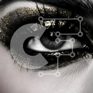 Intra Συλλεκτικό Ξύλινο Παζλ Plywood  4mm - Κοντινό πλάνο γυναικείου ματιού με έντονο μαύρο και χρυσό μακιγιάζ Σε Ξύλινο Κουτί - Διαστάσεις Puzzle: 10x10 cm – 25 κομμάτια