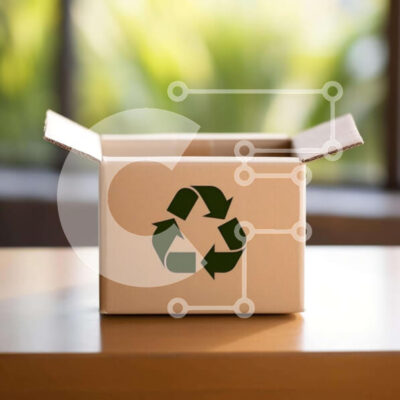 Intra Συλλεκτικό Ξύλινο Παζλ Plywood  4mm - Ανακύκλωση χαρτόκουτο στο τραπέζι με δέντρα και πράσινο Σε Ξύλινο Κουτί - Διαστάσεις: 10x10 cm – 25 κομμάτια - Image 1