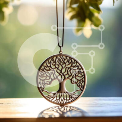 Intra Συλλεκτικό Ξύλινο Παζλ Plywood  4mm - Μενταγιόν σε σχήμα δέντρου στο τραπέζι με φυσικό περιβάλλον Σε Ξύλινο Κουτί - Διαστάσεις: 10x10 cm – 25 κομμάτια - Image 1