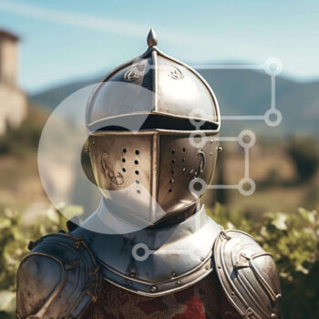 Intra Συλλεκτικό Ξύλινο Παζλ Plywood  4mm - Μεσαιωνικός ιππότης με πανοπλία που στέκεται μπροστά από θάμνους και δέντρα Σε Ξύλινο Κουτί - Διαστάσεις Puzzle: 10x10 cm – 25 κομμάτια - Image 1