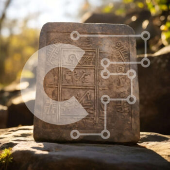 Intra Συλλεκτικό Ξύλινο Παζλ Plywood  4mm - Αρχαία πέτρινη πλάκα με γλυπτά Σε Ξύλινο Κουτί - Διαστάσεις Puzzle: 10x10 cm – 25 κομμάτια - Image 1