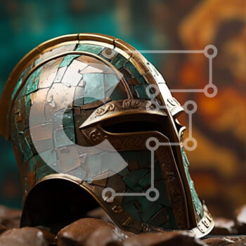 Intra Συλλεκτικό Ξύλινο Παζλ Plywood  4mm - Αρχαίο σπαρτιατικό κράνος στο σωρό των βράχων Σε Ξύλινο Κουτί - Διαστάσεις Puzzle: 10x10 cm – 25 κομμάτια - Image 1