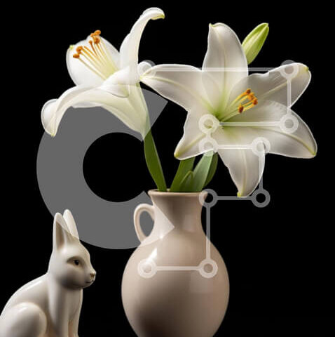 Intra Συλλεκτικό Ξύλινο Παζλ Plywood  4mm - Λευκό βάζο με κρίνους και πασχαλινό λαγουδάκι Σε Ξύλινο Κουτί - Διαστάσεις: 10x10 cm – 25 κομμάτια - Image 1