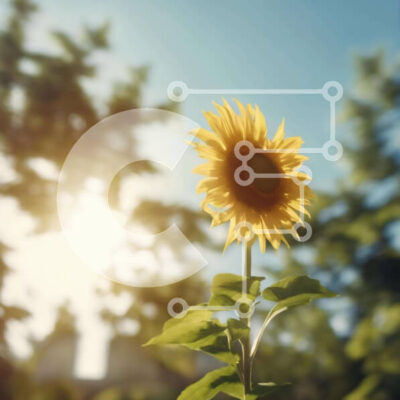 Intra Συλλεκτικό Ξύλινο Παζλ Plywood  4mm - Ενιαίος ηλίανθος σε ένα χωράφι με δέντρα και λουλούδια Σε Ξύλινο Κουτί - Διαστάσεις: 10x10 cm – 25 κομμάτια - Image 1