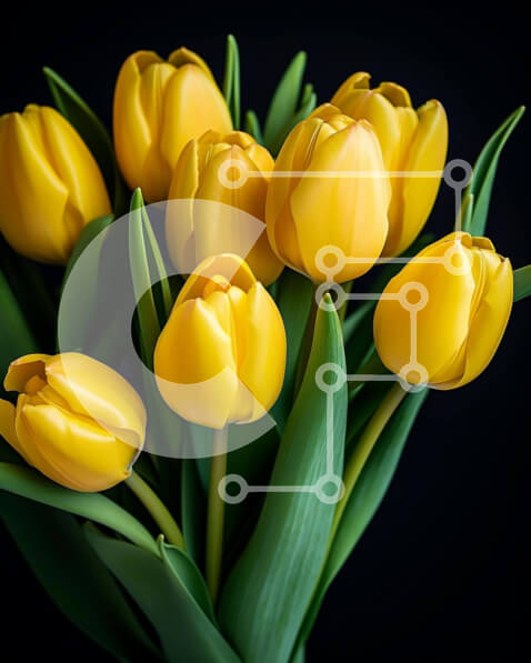 Intra Συλλεκτικό Ξύλινο Παζλ Plywood  4mm - Κίτρινο μπουκέτο τουλίπας σε βάζο με πράσινα φύλλα Σε Ξύλινο Κουτί - Διαστάσεις: 10x10 cm – 25 κομμάτια