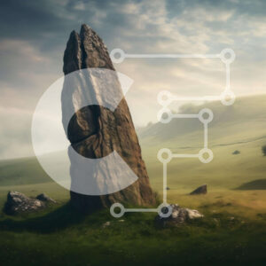 Intra Συλλεκτικό Ξύλινο Παζλ Plywood  4mm - Φυσικός σχηματισμός βράχου σε ανοιχτό πεδίο με ομίχλη και δέντρα Σε Ξύλινο Κουτί - Διαστάσεις: 10x10 cm – 25 κομμάτια