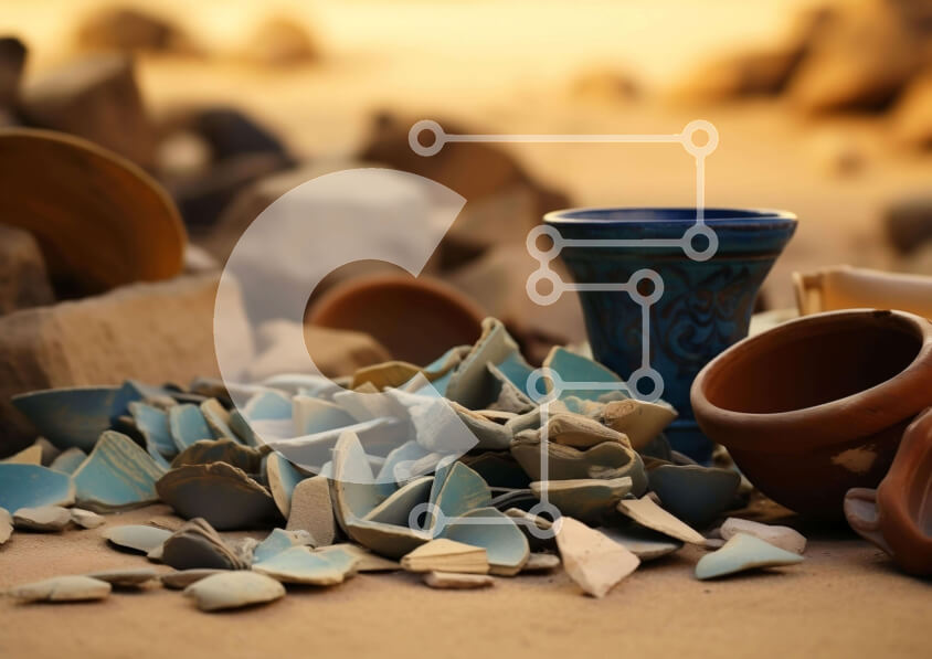 Intra Συλλεκτικό Ξύλινο Παζλ Plywood  4mm - Σωρός από σπασμένα κεραμικά στην άμμο Σε Ξύλινο Κουτί - Διαστάσεις: 10x10 cm – 25 κομμάτια