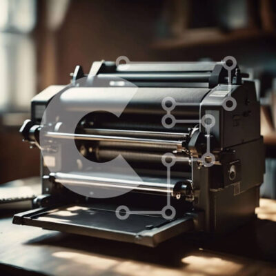 Intra Συλλεκτικό Ξύλινο Παζλ Plywood  4mm - Μαύρος εκτυπωτής σε ξύλινο τραπέζι Σε Ξύλινο Κουτί - Διαστάσεις Puzzle: 10x10 cm – 25 κομμάτια - Image 1