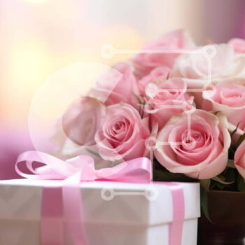 Intra Συλλεκτικό Ξύλινο Παζλ Plywood  4mm - Ροζ και λευκά τριαντάφυλλα μπουκέτο με κουτί δώρου Σε Ξύλινο Κουτί - Διαστάσεις Puzzle: 10x10 cm – 25 κομμάτια - Image 1