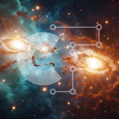 Intra Συλλεκτικό Ξύλινο Παζλ Plywood  4mm - Αλληλεπιδρώντες σπειροειδείς γαλαξίες Σε Ξύλινο Κουτί - Διαστάσεις Puzzle: 10x10 cm – 25 κομμάτια - Image 1