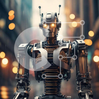 Intra Συλλεκτικό Ξύλινο Παζλ Plywood 4mm - Ρομπότ στην Urban Street με φωτεινά φώτα Σε Ξύλινο Κουτί - Διαστάσεις Puzzle: 10x10 cm – 25 κομμάτια - Image 1