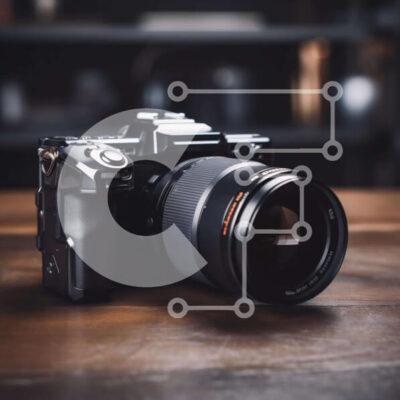 Intra Συλλεκτικό Ξύλινο Παζλ Plywood 4mm - Μαύρη ψηφιακή φωτογραφική μηχανή σε δρύινο ξύλινο τραπέζι Σε Ξύλινο Κουτί - Διαστάσεις: 10x10 cm – 25 κομμάτια - Image 1