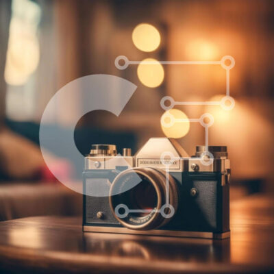 Intra Συλλεκτικό Ξύλινο Παζλ Plywood 4mm - Vintage ντεμοντέ κάμερα σε ξύλινο τραπέζι στο σαλόνι Σε Ξύλινο Κουτί - Διαστάσεις Puzzle: 10x10 cm – 25 κομμάτια - Image 1