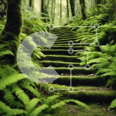 Intra Συλλεκτικό Ξύλινο Παζλ Plywood  4mm - Δασικές σκάλες που καλύπτονται από βρύα και πράσινο Σε Ξύλινο Κουτί - Διαστάσεις: 10x10 cm – 25 κομμάτια - Image 1