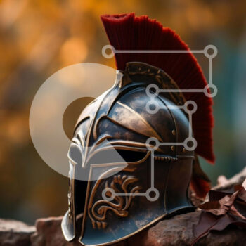 Intra Συλλεκτικό Ξύλινο Παζλ Plywood  4mm - Αρχαίο σπαρτιατικό κράνος με κόκκινα φτερά Σε Ξύλινο Κουτί - Διαστάσεις Puzzle: 10x10 cm – 25 κομμάτια - Image 1