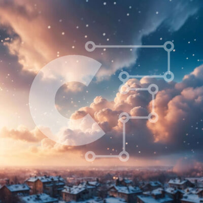 Intra Συλλεκτικό Ξύλινο Παζλ Plywood 4mm - Χιονισμένος ουρανός με νιφάδες χιονιού που πέφτουν και κτίρια πόλεων Σε Ξύλινο Κουτί - Διαστάσεις Puzzle: 10x10 cm – 25 κομμάτια - Image 1