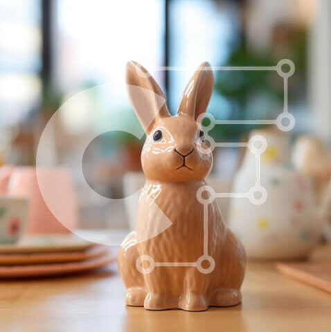 Intra Συλλεκτικό Ξύλινο Παζλ Plywood  4mm - Τραπέζι με κεραμικό ειδώλιο λαγουδάκι Σε Ξύλινο Κουτί - Διαστάσεις: 10x10 cm – 25 κομμάτια - Image 1