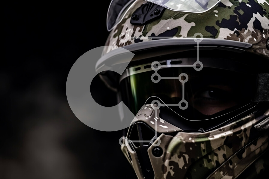 Intra Συλλεκτικό Ξύλινο Παζλ Plywood  4mm - Άτομο που φορά κράνος παραλλαγής στρατού και γυαλιά Σε Ξύλινο Κουτί - Διαστάσεις Puzzle: 10x10 cm – 25 κομμάτια