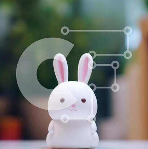 Intra Συλλεκτικό Ξύλινο Παζλ Plywood  4mm - Χαριτωμένο ειδώλιο λαγουδάκι στο τραπέζι με φυτά Σε Ξύλινο Κουτί - Διαστάσεις: 10x10 cm – 25 κομμάτια - Image 1