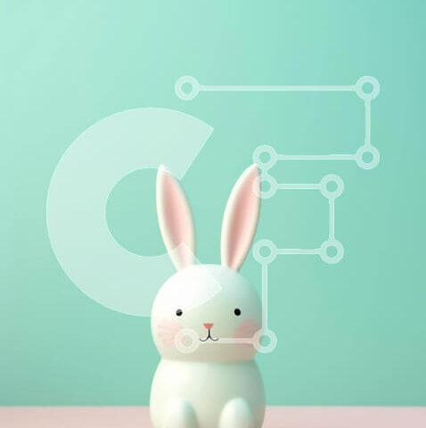 Intra Συλλεκτικό Ξύλινο Παζλ Plywood  4mm - Λευκό ειδώλιο λαγουδάκι σε τραπέζι σε παστέλ χρώμα Σε Ξύλινο Κουτί - Διαστάσεις: 10x10 cm – 25 κομμάτια - Image 1