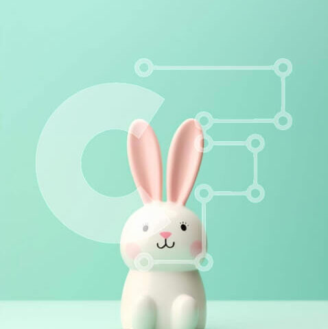 Intra Συλλεκτικό Ξύλινο Παζλ Plywood 4mm - Μικρό λευκό παιχνίδι λαγουδάκι σε φόντο Aqua Σε Ξύλινο Κουτί - Διαστάσεις Puzzle: 10x10 cm – 25 κομμάτια - Image 1