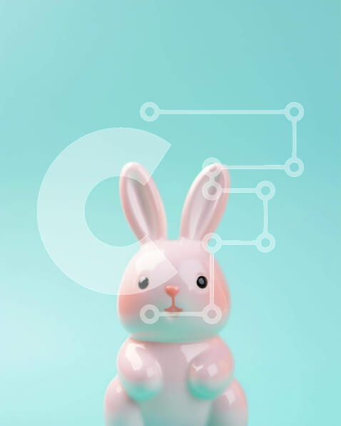 Intra Συλλεκτικό Ξύλινο Παζλ Plywood  4mm - Ειδώλιο λαγουδάκι του Πάσχα σε φόντο Aqua Σε Ξύλινο Κουτί - Διαστάσεις Puzzle: 10x10 cm – 25 κομμάτια