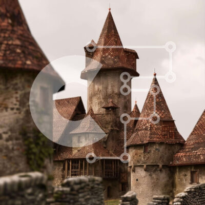 Intra Συλλεκτικό Ξύλινο Παζλ Plywood 4mm - Μεσαιωνικό Κάστρο με Πύργους και Πύργους Σε Ξύλινο Κουτί - Διαστάσεις Puzzle: 10x10 cm – 25 κομμάτια - Image 1