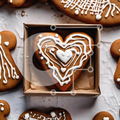 Intra Συλλεκτικό Ξύλινο Παζλ Plywood  4mm - Μπισκότα μελόψωμο σε σχήμα καρδιάς σε χάρτινο κουτί Σε Ξύλινο Κουτί - Διαστάσεις: 10x10 cm – 25 κομμάτια - Image 1