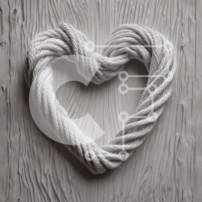 Intra Συλλεκτικό Ξύλινο Παζλ Plywood 4mm - Λευκό σχοινί σε σχήμα καρδιάς σε ξύλινη επιφάνεια Σε Ξύλινο Κουτί - Διαστάσεις: 10x10 cm – 25 κομμάτια - Image 1