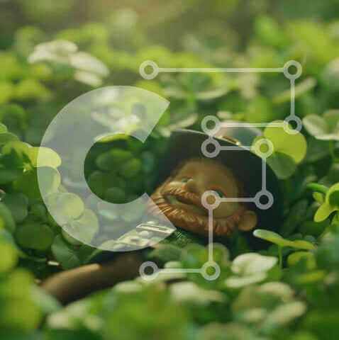 Intra Συλλεκτικό Ξύλινο Παζλ Plywood  4mm - Toy Leprechaun με πράσινα φύλλα για την ημέρα του Αγίου Πατρικίου Σε Ξύλινο Κουτί - Διαστάσεις: 10x10 cm – 25 κομμάτια - Image 1