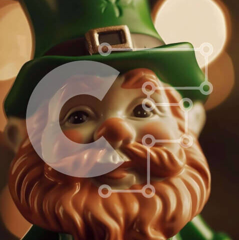 Intra Συλλεκτικό Ξύλινο Παζλ Plywood 4mm - Χαμογελαστό ιρλανδικό ειδώλιο παιχνιδιών για τον εορτασμό της ημέρας του Αγίου Πατρικίου Σε Ξύλινο Κουτί - Διαστάσεις: 10x10 cm – 25 κομμάτια - Image 1