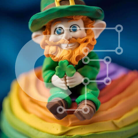 Intra Συλλεκτικό Ξύλινο Παζλ Plywood  4mm - Ειδώλιο καλλικάτζαρου στην εορταστική τούρτα του Αγίου Πατρικίου Σε Ξύλινο Κουτί - Διαστάσεις: 10x10 cm – 25 κομμάτια - Image 1