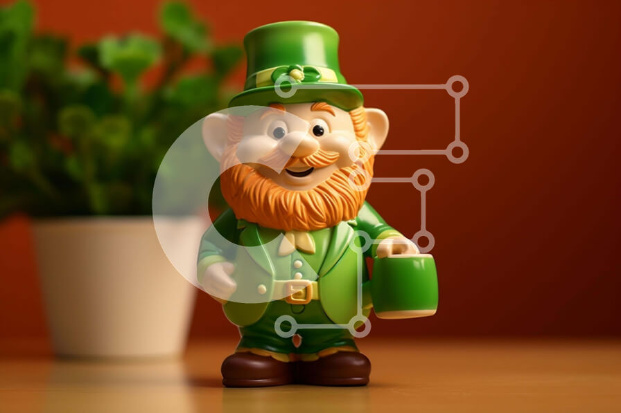 Intra Συλλεκτικό Ξύλινο Παζλ Plywood  4mm - Ιρλανδικό ειδώλιο παιχνιδιών Leprechaun για τους εορτασμούς της ημέρας του Αγίου Πατρικίου Σε Ξύλινο Κουτί - Διαστάσεις: 10x10 cm – 25 κομμάτια