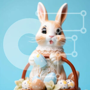 Intra Συλλεκτικό Ξύλινο Παζλ Plywood  4mm - Πασχαλινό λαγουδάκι με πολύχρωμα αυγά στο καλάθι Σε Ξύλινο Κουτί - Διαστάσεις: 10x10 cm – 25 κομμάτια