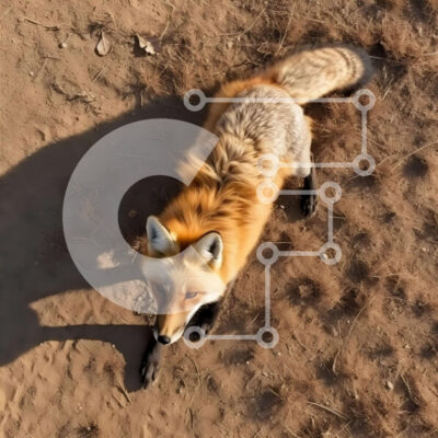 Intra Συλλεκτικό Ξύλινο Παζλ Plywood  4mm - Αεροφωτογραφία της Red Fox που παρακολουθεί κάτι σε απόσταση Σε Ξύλινο Κουτί - Διαστάσεις: 10x10 cm – 25 κομμάτια - Image 1