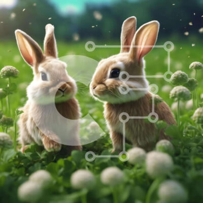 Intra Συλλεκτικό Ξύλινο Παζλ Plywood  4mm - Δύο καφέ κουνέλια σε ένα χωράφι με μαργαρίτες Σε Ξύλινο Κουτί - Διαστάσεις: 10x10 cm – 25 κομμάτια - Image 1