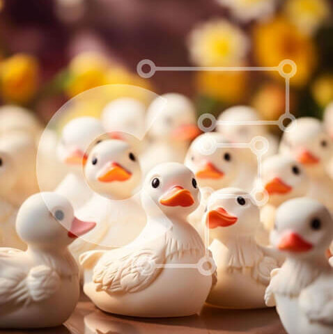 Intra Συλλεκτικό Ξύλινο Παζλ Plywood  4mm - Ειδώλια λευκής πάπιας με κίτρινα λουλούδια Σε Ξύλινο Κουτί - Διαστάσεις: 10x10 cm – 25 κομμάτια - Image 1