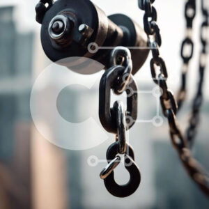 Intra Συλλεκτικό Ξύλινο Παζλ Plywood  4mm - Κοντινό πλάνο αλυσίδων με τον ορίζοντα της πόλης στο παρασκήνιο Σε Ξύλινο Κουτί - Διαστάσεις Puzzle: 10x10 cm – 25 κομμάτια