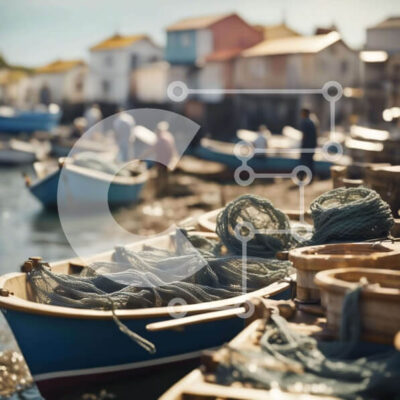 Intra Συλλεκτικό Ξύλινο Παζλ Plywood 4mm - Βάρκες στο λιμάνι με δίχτυα ψαρέματος Σε Ξύλινο Κουτί - Διαστάσεις Puzzle: 10x10 cm – 25 κομμάτια - Image 1