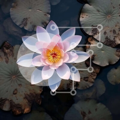 Intra Συλλεκτικό Ξύλινο Παζλ Plywood  4mm - Ροζ νούφαρο σε λίμνη με πράσινα φύλλα Σε Ξύλινο Κουτί - Διαστάσεις: 10x10 cm – 25 κομμάτια - Image 1