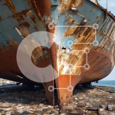 Intra Συλλεκτικό Ξύλινο Παζλ Plywood  4mm - Εγκαταλελειμμένο σκουριασμένο σκάφος στην ακτή Σε Ξύλινο Κουτί - Διαστάσεις: 10x10 cm – 25 κομμάτια - Image 1