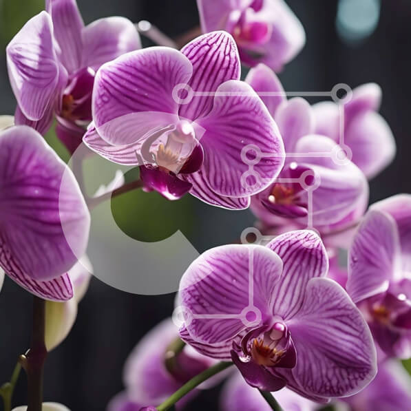 Intra Συλλεκτικό Ξύλινο Παζλ Plywood  4mm - Κοντινό πλάνο ανθισμένες μοβ ορχιδέες Σε Ξύλινο Κουτί - Διαστάσεις: 10x10 cm – 25 κομμάτια