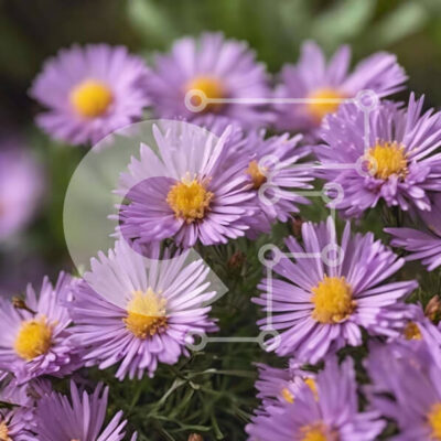 Intra Συλλεκτικό Ξύλινο Παζλ Plywood  4mm - Ομάδα μωβ λουλουδιών σε άνθηση που περιβάλλεται από πράσινα φύλλα Σε Ξύλινο Κουτί - Διαστάσεις: 10x10 cm – 25 κομμάτια - Image 1