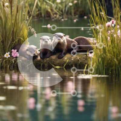 Intra Συλλεκτικό Ξύλινο Παζλ Plywood  4mm - Χαλαρωτική οικογένεια ενυδρίδων σε φυσικό περιβάλλον Σε Ξύλινο Κουτί - Διαστάσεις: 10x10 cm – 25 κομμάτια - Image 1