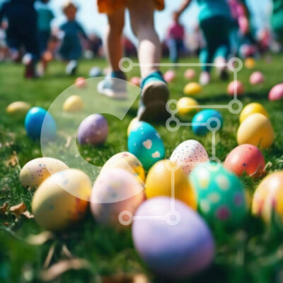 Intra Συλλεκτικό Ξύλινο Παζλ Plywood  4mm - Παιδιά με πασχαλινά αυγά την άνοιξη Σε Ξύλινο Κουτί - Διαστάσεις Puzzle: 10x10 cm – 25 κομμάτια - Image 1