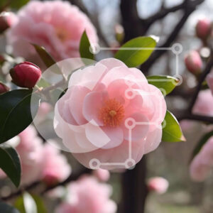 Intra Συλλεκτικό Ξύλινο Παζλ Plywood  4mm - Συστάδα από ανθισμένα ροζ λουλούδια σε κλαδιά δέντρων Σε Ξύλινο Κουτί - Διαστάσεις: 10x10 cm – 25 κομμάτια