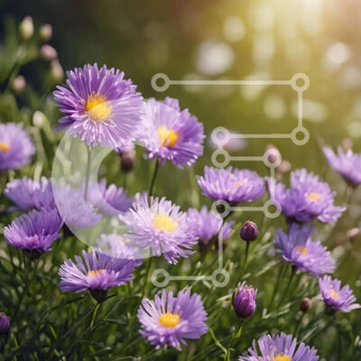 Intra Συλλεκτικό Ξύλινο Παζλ Plywood  4mm - Ομάδα μωβ λουλουδιών στο φως του ήλιου Σε Ξύλινο Κουτί - Διαστάσεις: 10x10 cm – 25 κομμάτια - Image 1