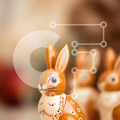 Intra Συλλεκτικό Ξύλινο Παζλ Plywood 4mm - Ομάδα ειδωλίων κουνελιών στο τραπέζι Σε Ξύλινο Κουτί - Διαστάσεις Puzzle: 10x10 cm – 25 κομμάτια - Image 1