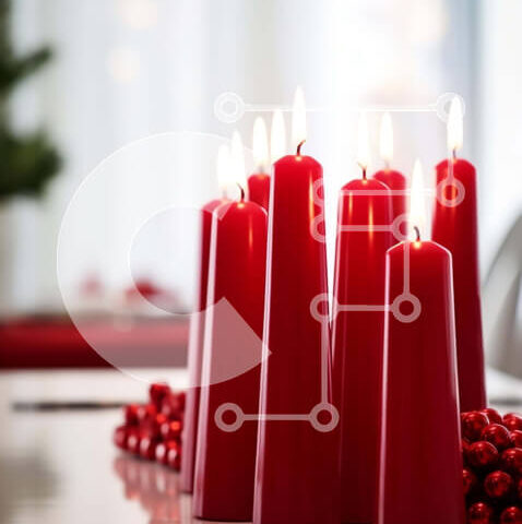 Intra Συλλεκτικό Ξύλινο Παζλ Plywood  4mm - Ανάποδο Χριστουγεννιάτικο δέντρο με κόκκινα κεριά και διακοσμητικά Σε Ξύλινο Κουτί - Διαστάσεις: 10x10 cm – 25 κομμάτια - Image 1